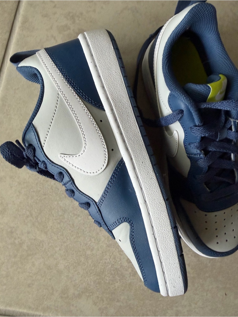 Nike Kids Sneakers Navy Blue and White with Lime Accent - Picture 3 of 5